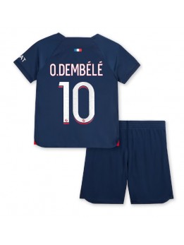 Paris Saint-Germain Ousmane Dembele #10 Heimtrikotsatz für Kinder 2023-24 Kurzarm (+ Kurze Hosen)